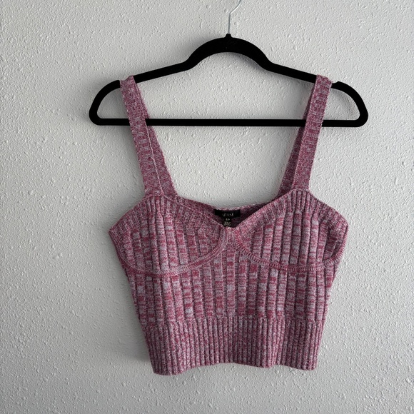 NWT AFRM Silas Sweater Knit Bustier Sleeveless Crop Top Marled Soft Gray Mauve - Picture 3 of 6